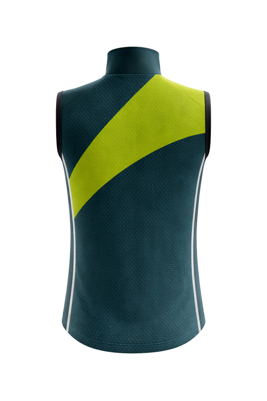 Mens Chroma Green and Hivis Packable Lightweight Windproof Windstopper Cycling Gilet with Mesh Back and Reflective Details