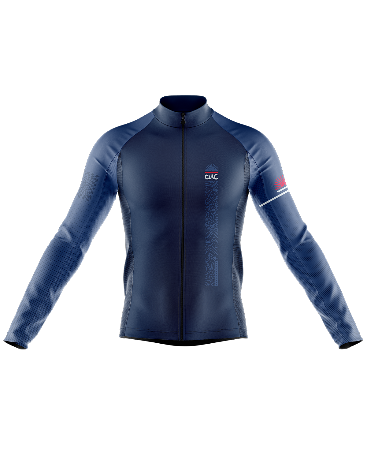 Mens Long Sleeve Cycling Jersey | Detour Blue & Red