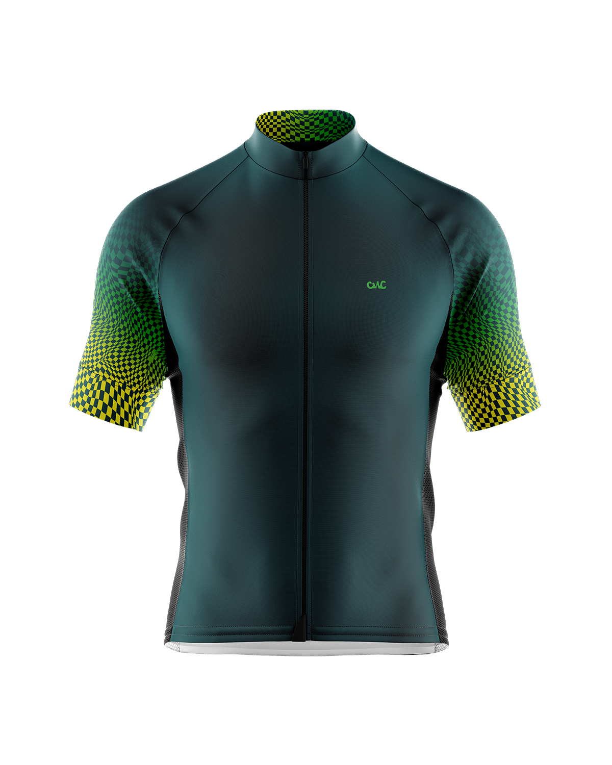 Mens Pixel Green and HiVis Short Sleeve Cycling Jersey