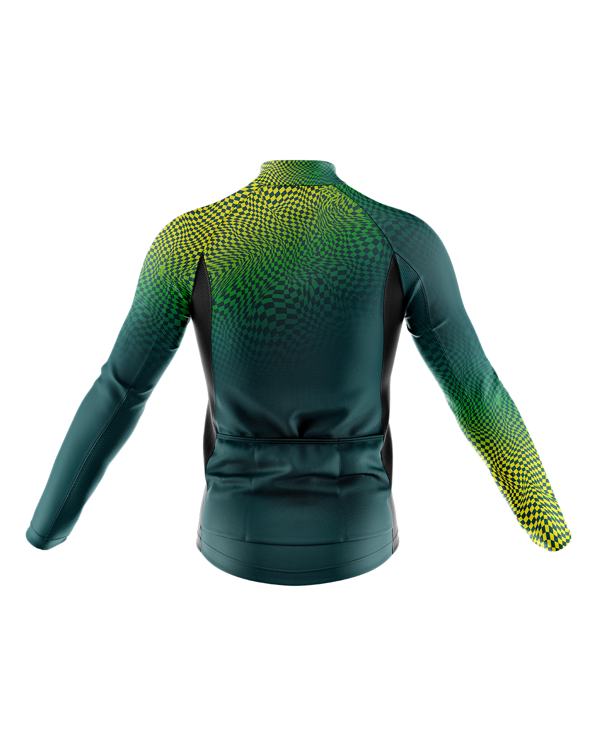 Mens Pixel Green and HiVis Long Sleeve Mid-Weight Thermal Cycling Jersey & Neck Warmer Duo