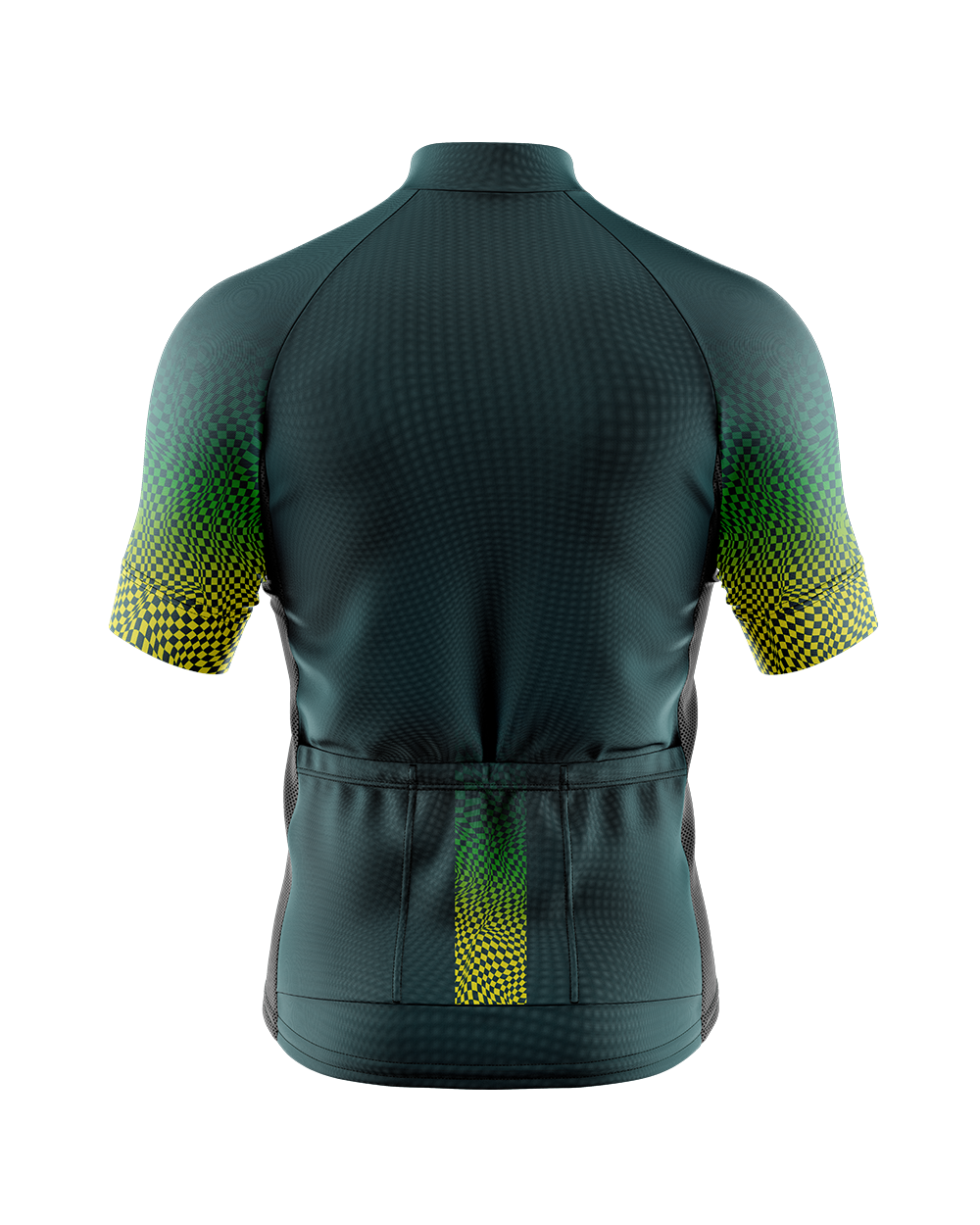 Mens Pixel Green and HiVis Short Sleeve Cycling Jersey