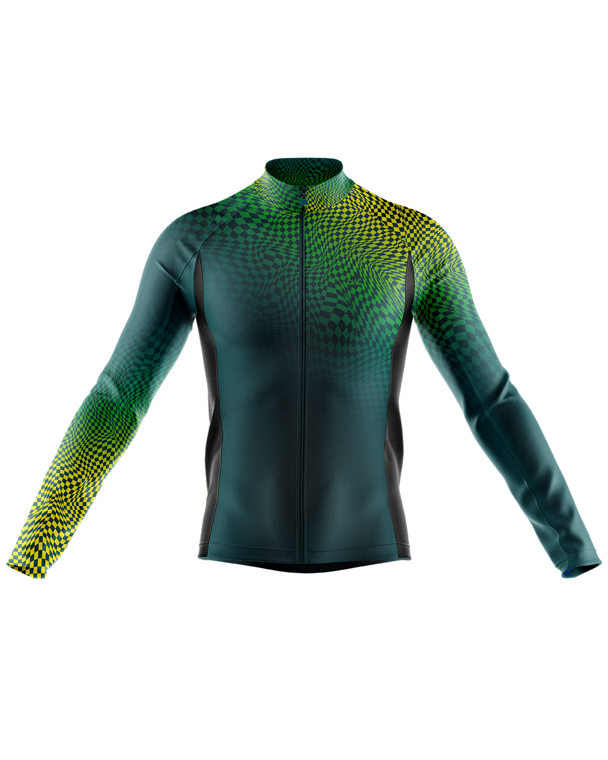Mens Pixel Green and HiVis Long Sleeve Mid-Weight Thermal Cycling Jersey & Neck Warmer Duo