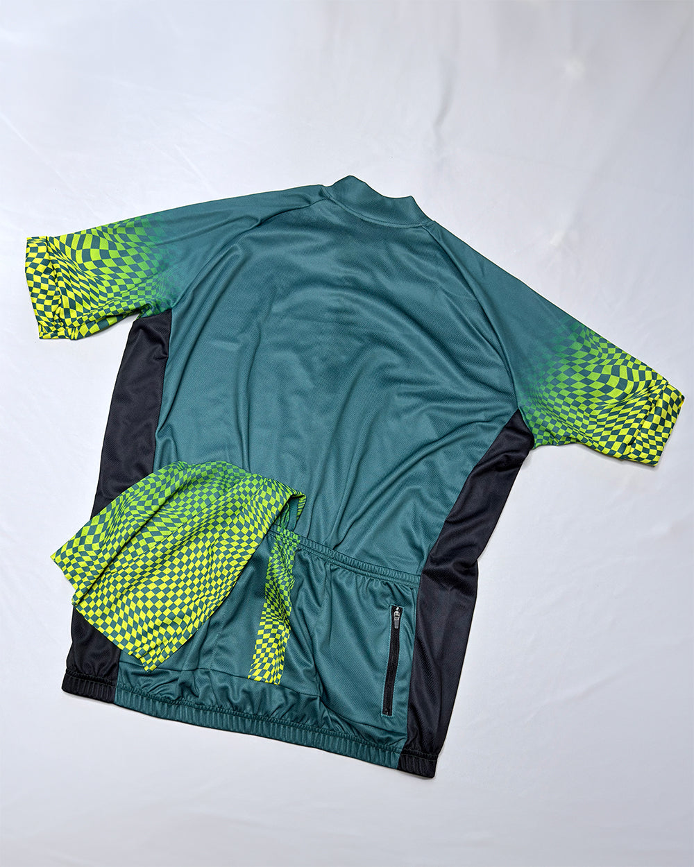 Pixel Fluorescent Green Checked Lightweight Cycling Neck Warmer Scarf Snood