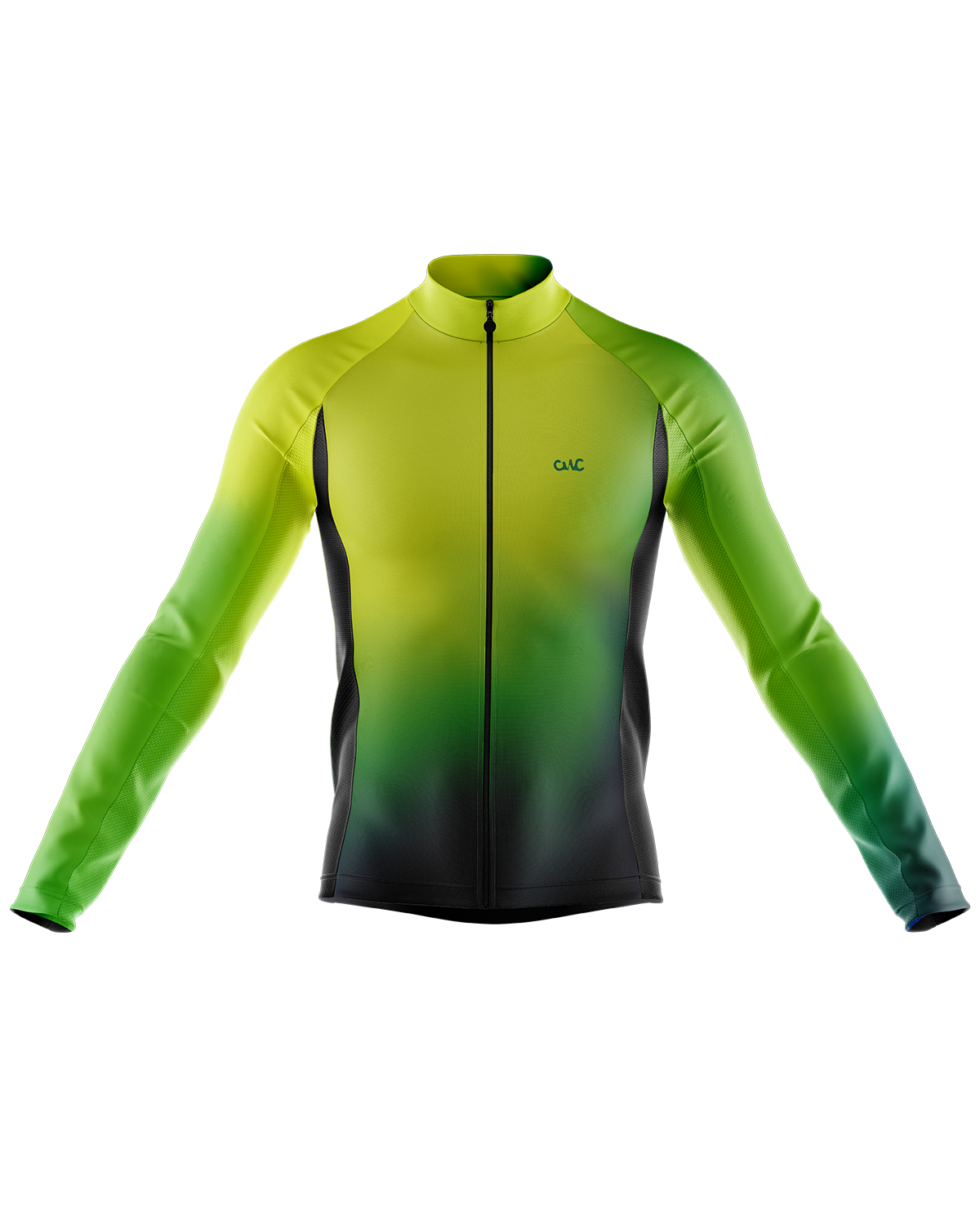 Mens Flare HiVis Green Long Sleeve Mid-Weight Thermal Cycling Jersey - Pre-Order 03