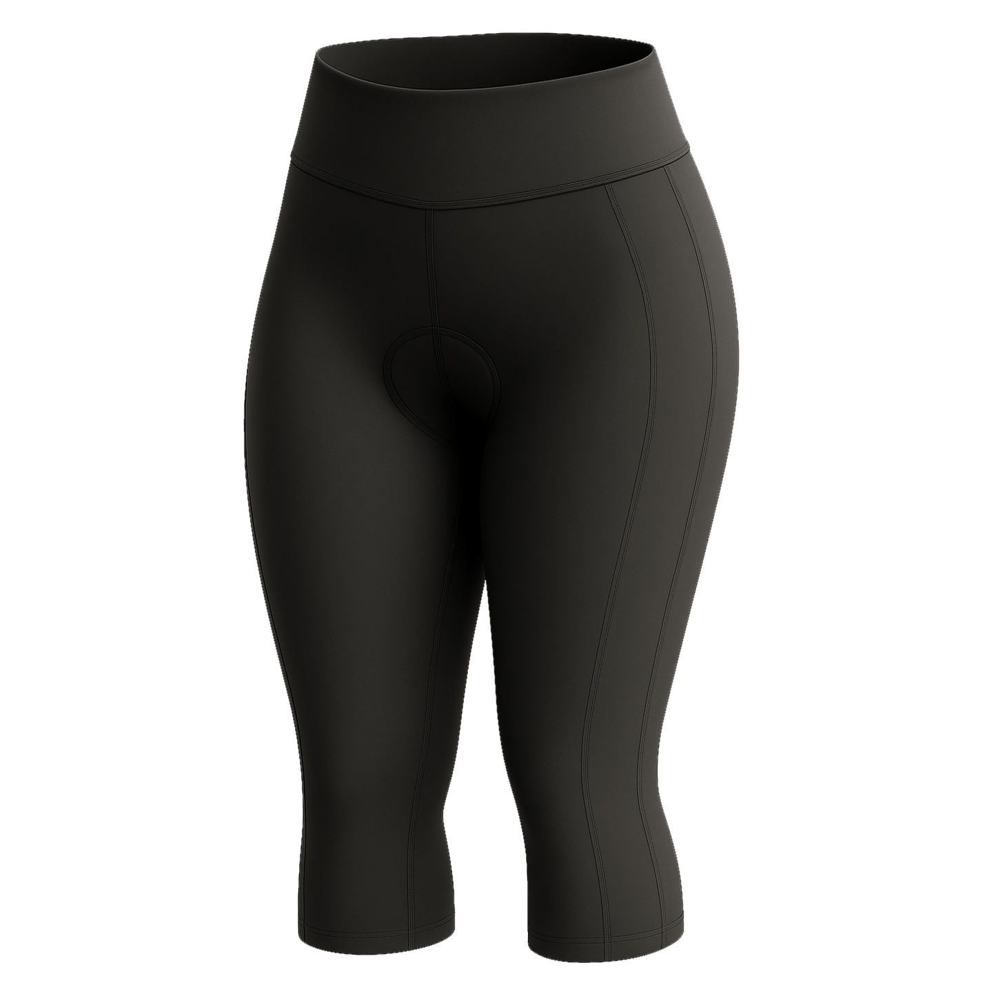 Womens Padded High Waisted Cycling Cropped Leggings Plain Black
