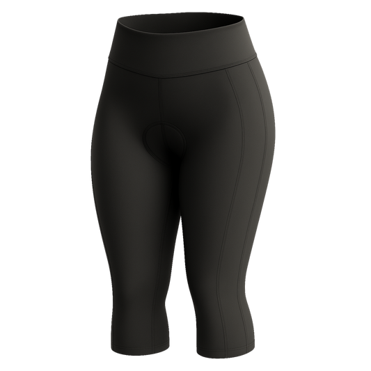 Womens Padded High Waisted Cycling Cropped Leggings Plain Black