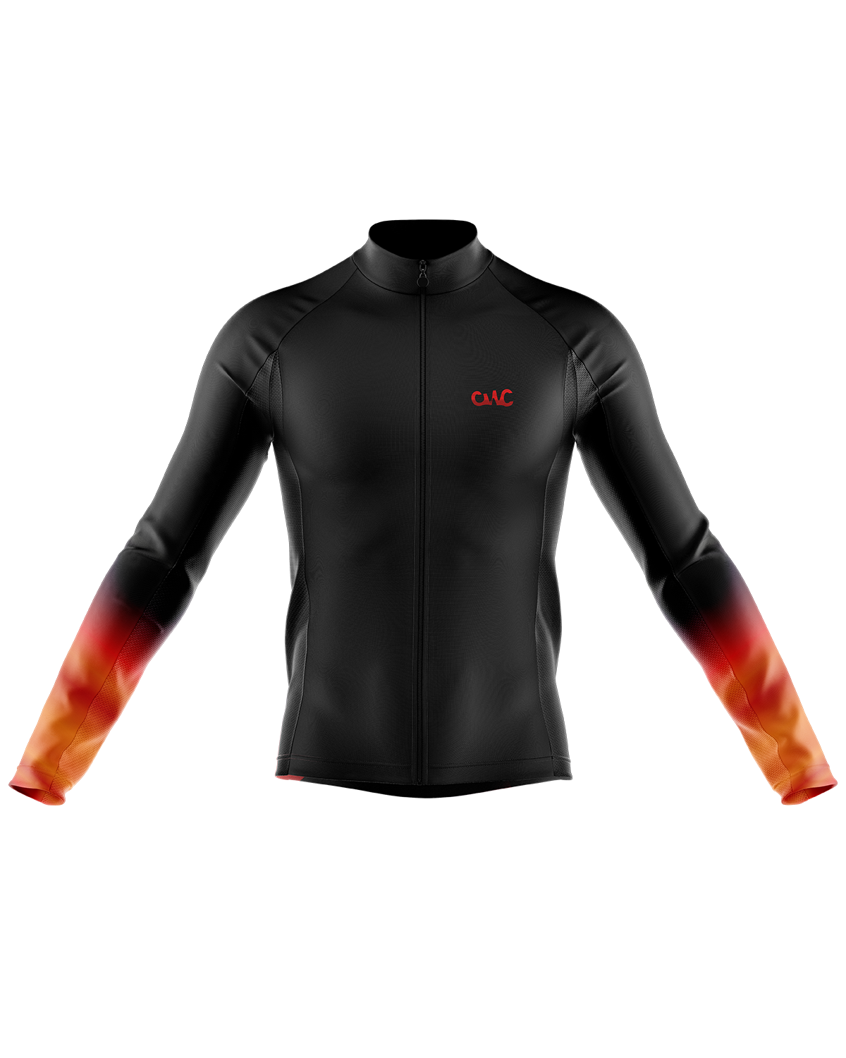 Mens Flare Black and Orange Long Sleeve Mid-Weight Thermal Cycling Jersey