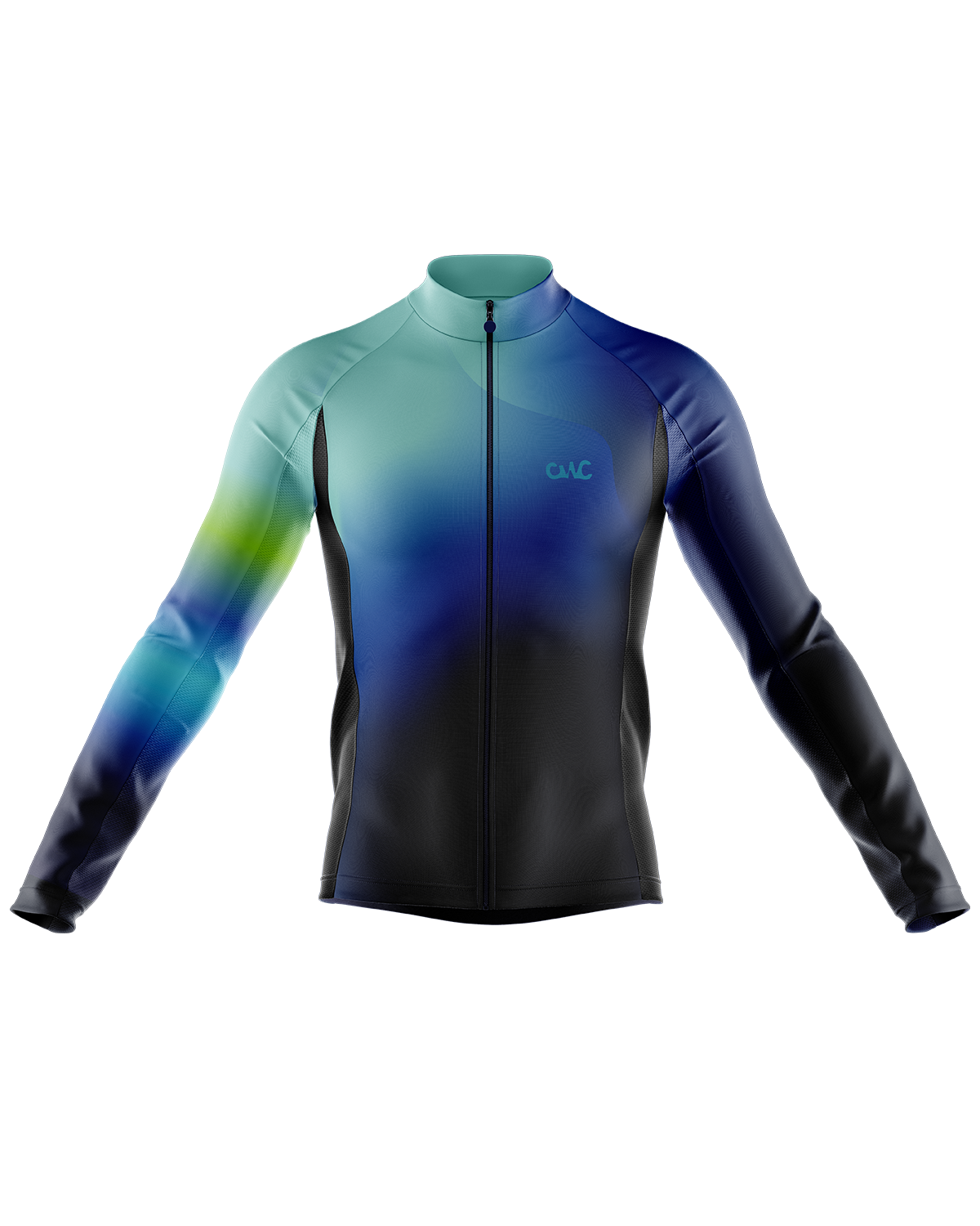 Mens Flare Blue and Green Long Sleeve Mid-Weight Thermal Cycling Jersey - Pre-Order 03