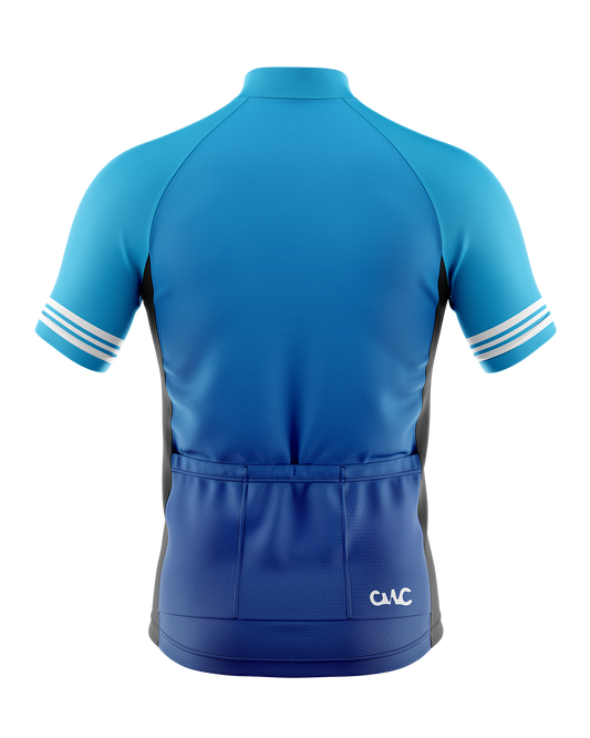 Mens Basic Short Sleeve Cycling Jersey | Azure Blue Gradient