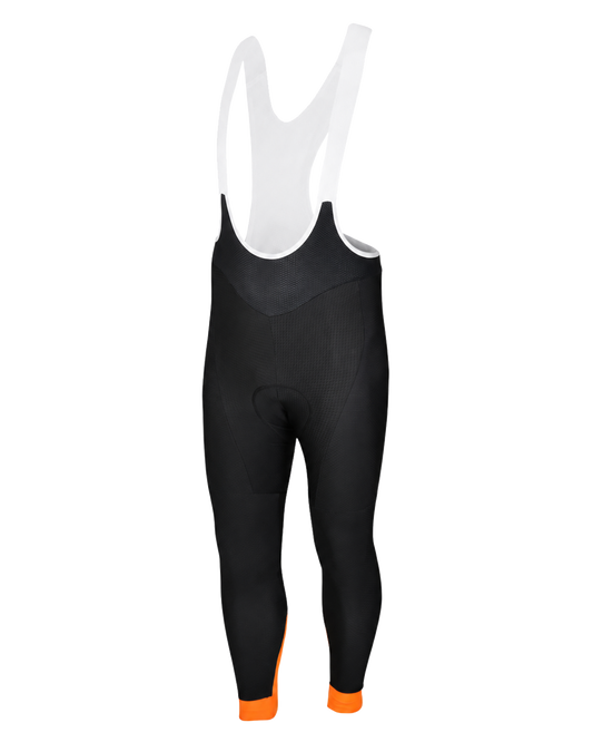 Mens Premium Padded Cycling Bib Tights | 02 Black & Orange