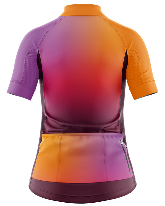Womens Short Sleeve Cycling Jersey | Mika Bright Orange & Purple