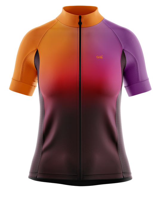 Womens Short Sleeve Cycling Jersey | Mika Bright Orange & Purple