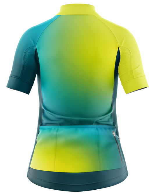 Womens Short Sleeve Cycling Jersey | Mika Hi Vis Green & Emerald