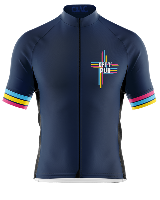 Mens Blue Off T'Pub Short Sleeve Cycling Jersey