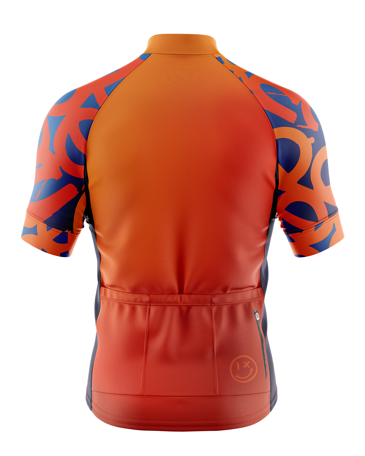 Mens Tag Bright Orange Gradient and Blue Graffiti Urban Short Sleeve Road Cycling Jersey