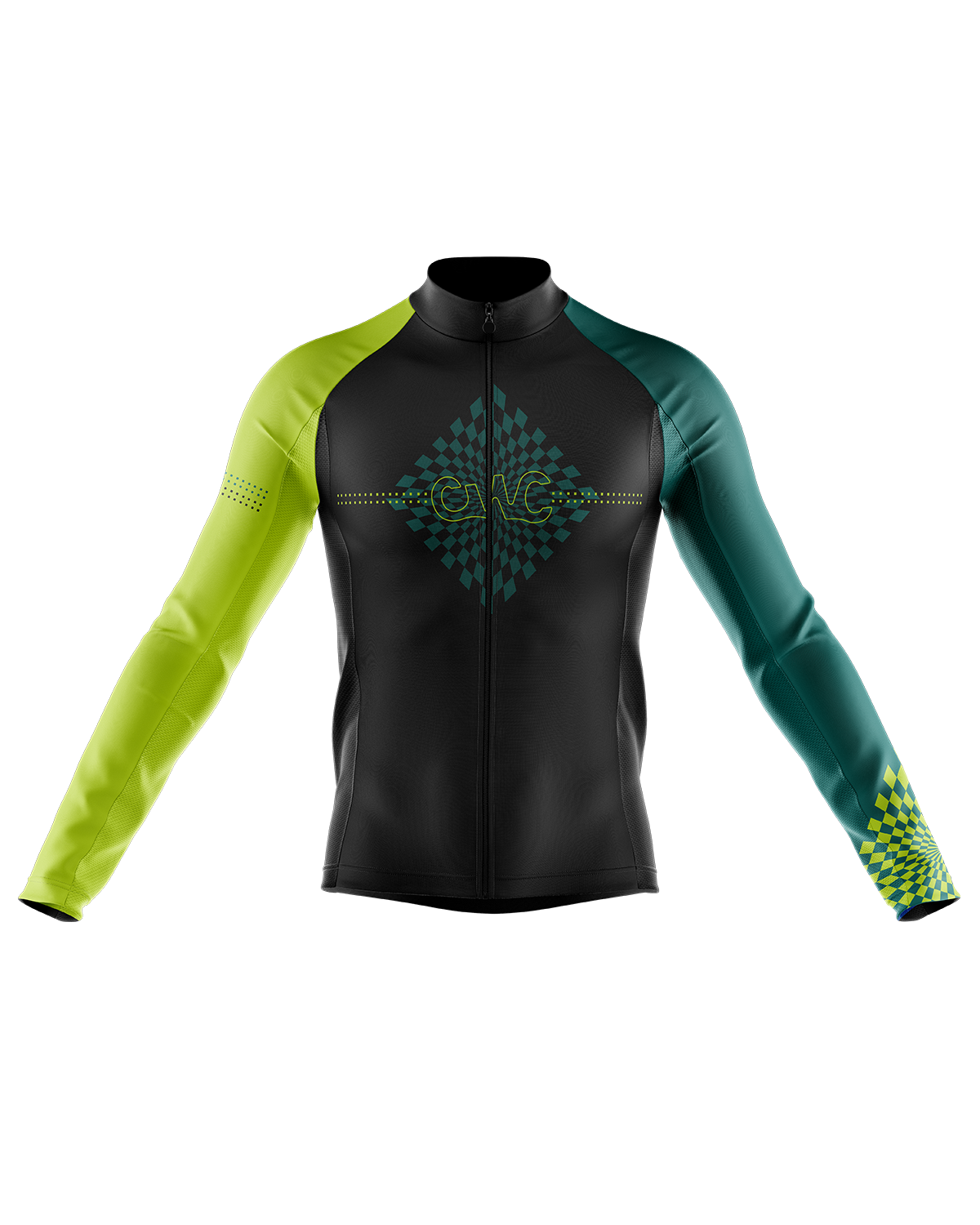 Mens Long Sleeve Cycling Jersey | Verte Flare Green & Black