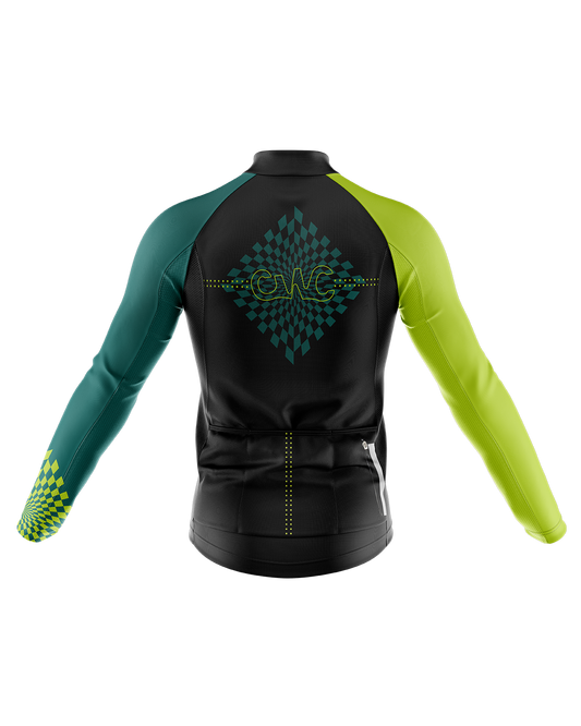 Mens Long Sleeve Cycling Jersey | Verte Flare Green & Black