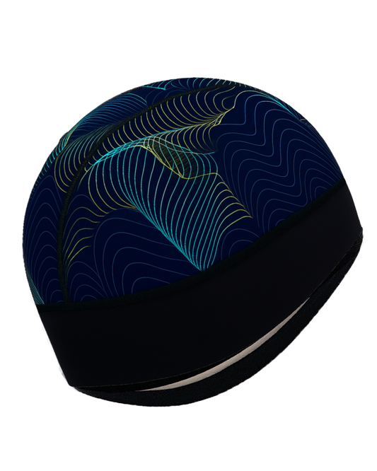 Wave Blue Green Black Thermal Cycling Skull Under Helmet Hat Cap