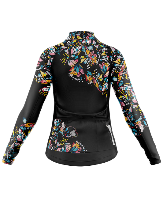Womens Monarch Multi Colour Black Long Sleeve Mid-Weight Thermal Cycling Jersey