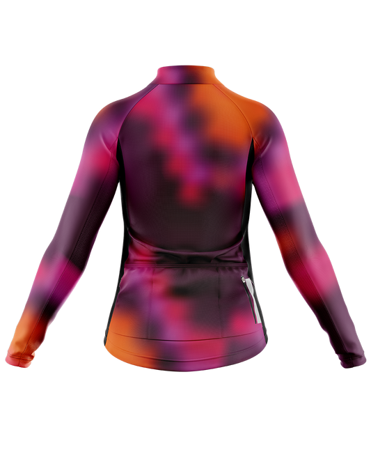 Womens Flare Aubergine Purple Pink Orange Long Sleeve Mid-Weight Thermal Cycling Jersey