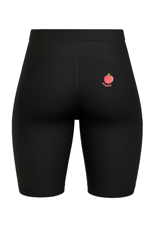 Womens Plain Black with Peachy Logo Padded Cycling Liner Undershorts Knickers