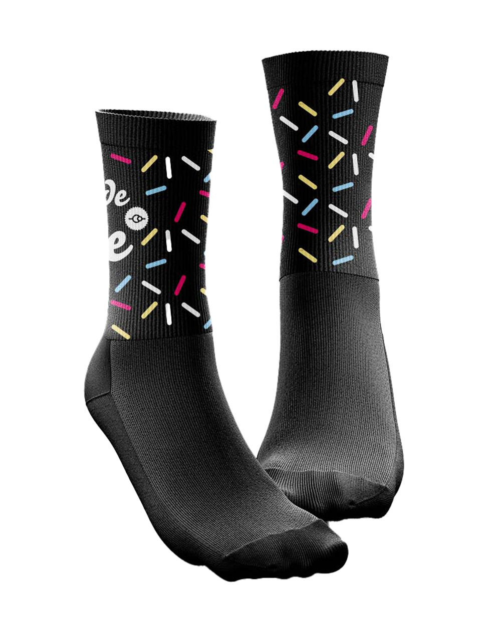 Will Ride For Cake Sprinkle Black Technical Cushioned Cycling Socks