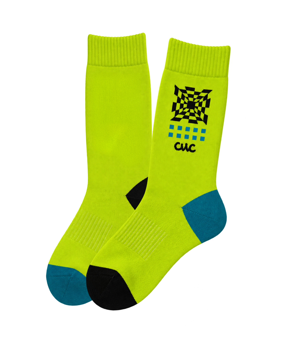 Unisex Cushioned Cycling Socks | Free Your Mind Hi Vis Green & Black