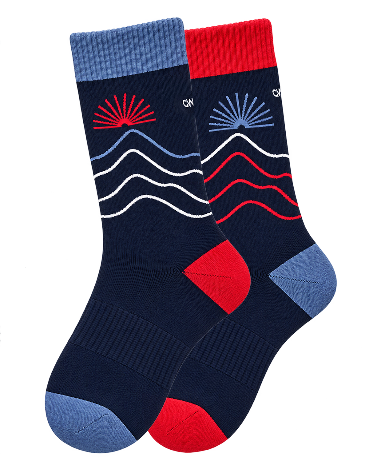 Unisex Cushioned Cycling Socks | Detour Blue & Red