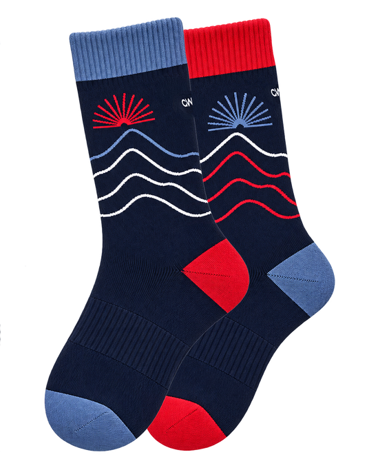 Unisex Cushioned Cycling Socks | Detour Blue & Red