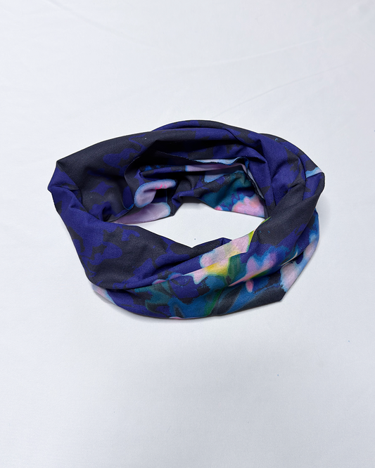 Eden Blue Floral Print Lightweight Cycling Neck Warmer Scarf Snood