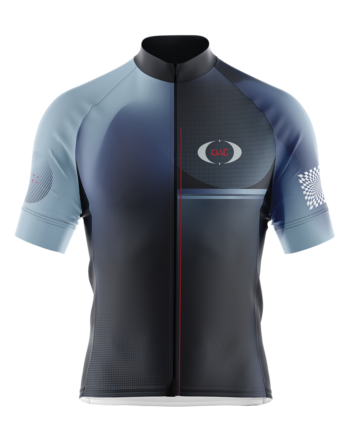 Mens Astro Slate Blue and Red Gradient Short Sleeve Road Cycling Jersey