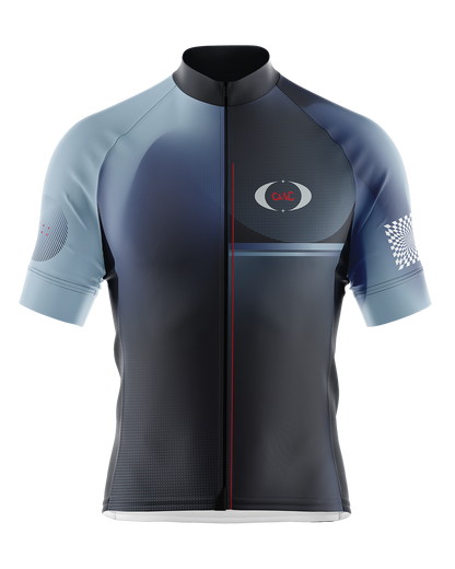 Mens Astro Slate Blue and Red Gradient Short Sleeve Road Cycling Jersey