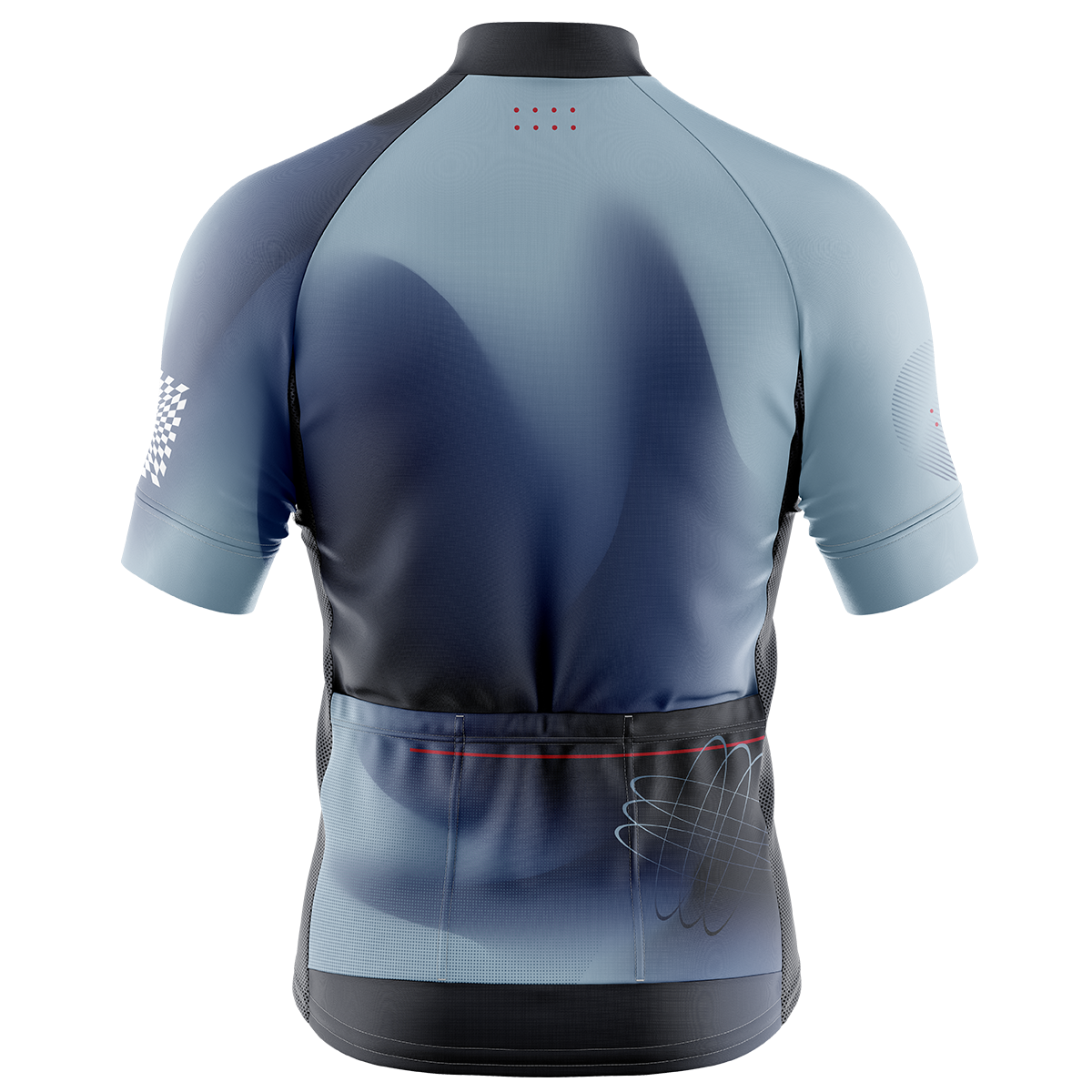 Mens Astro Slate Blue and Red Gradient Short Sleeve Road Cycling Jersey