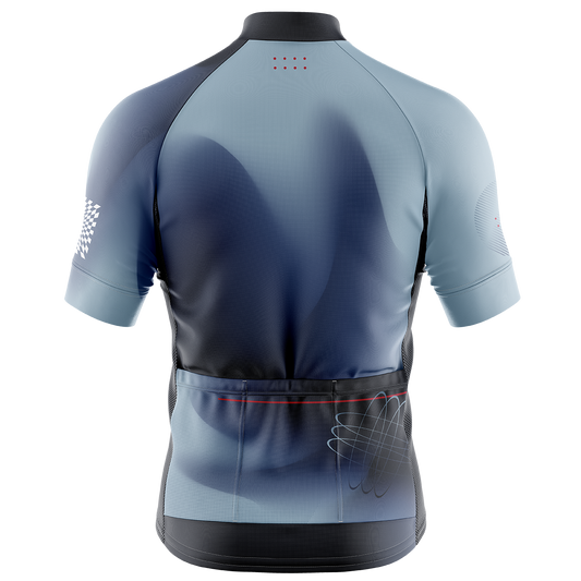 Mens Astro Slate Blue and Red Gradient Short Sleeve Road Cycling Jersey