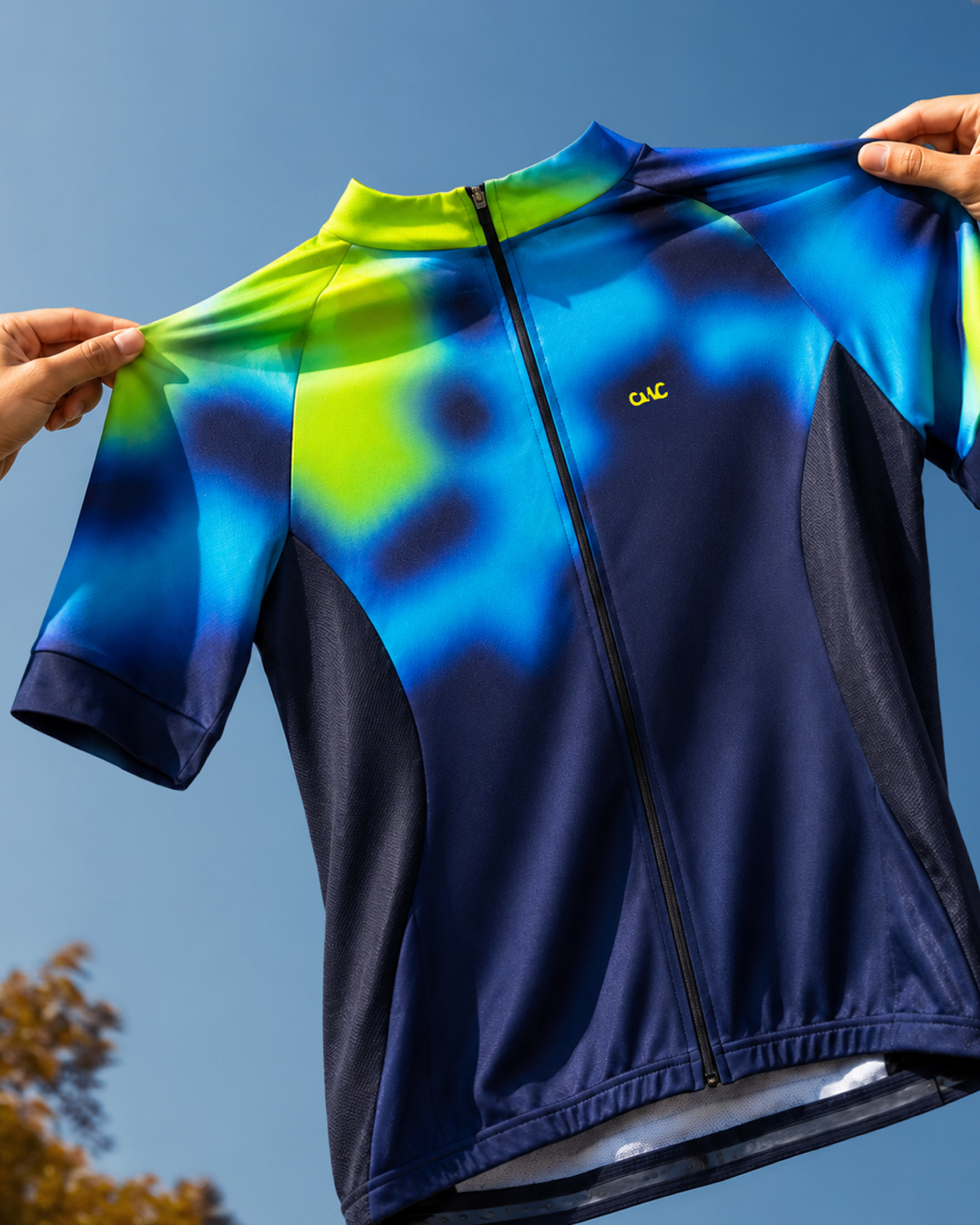 Womens Short Sleeve Cycling Jersey | Flare Navy & Hi Vis