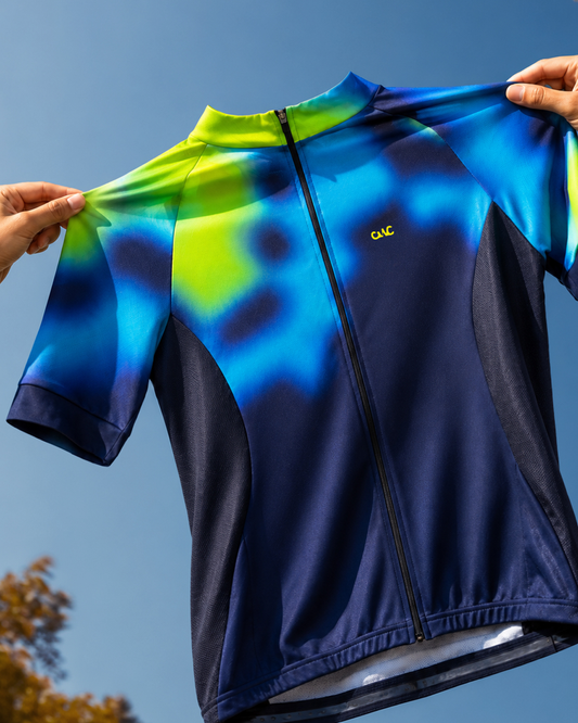 Womens Short Sleeve Cycling Jersey | Flare Navy & Hi Vis