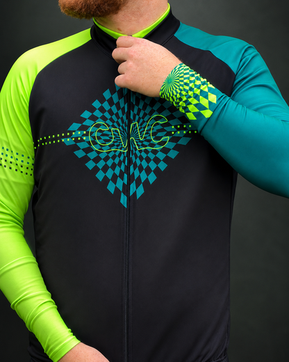Mens Long Sleeve Cycling Jersey | Verte Green & Black