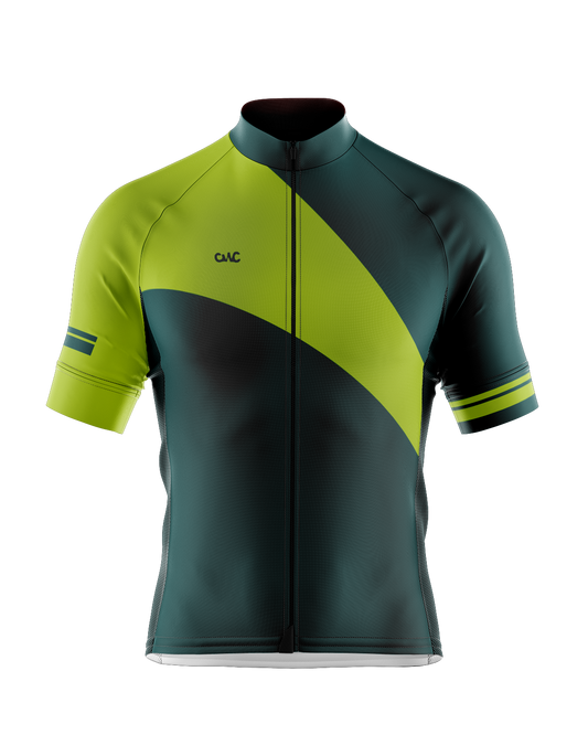 Mens Chroma Green and Hi Vis Classic Style Retro Short Sleeve Road Cycling Jersey