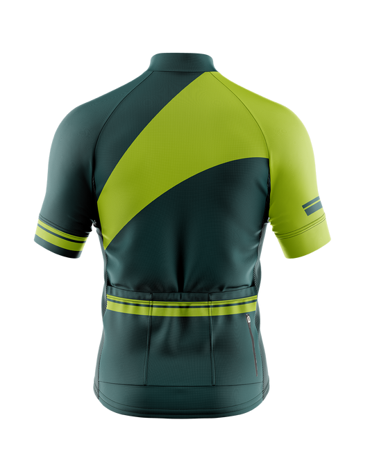 Mens Chroma Green and Hi Vis Classic Style Retro Short Sleeve Road Cycling Jersey