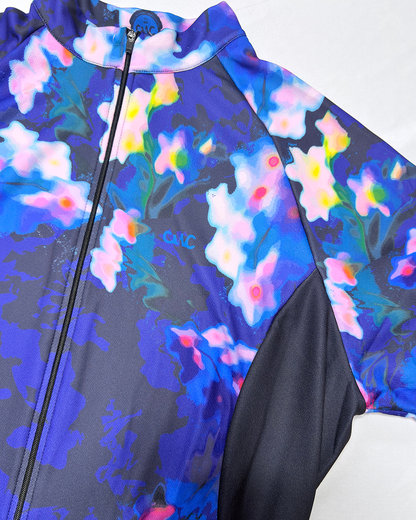 Womens Eden Blue Multi Print Long Sleeve Mid-Weight Thermal Cycling Jersey