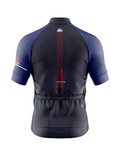 Mens Short Sleeve Cycling Jersey | Detour Blue & Red