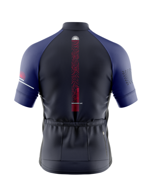 Mens Short Sleeve Cycling Jersey | Detour Blue & Red