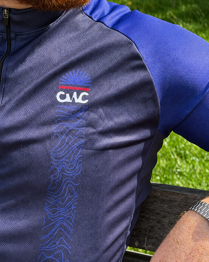 Mens Short Sleeve Cycling Jersey | Detour Blue & Red