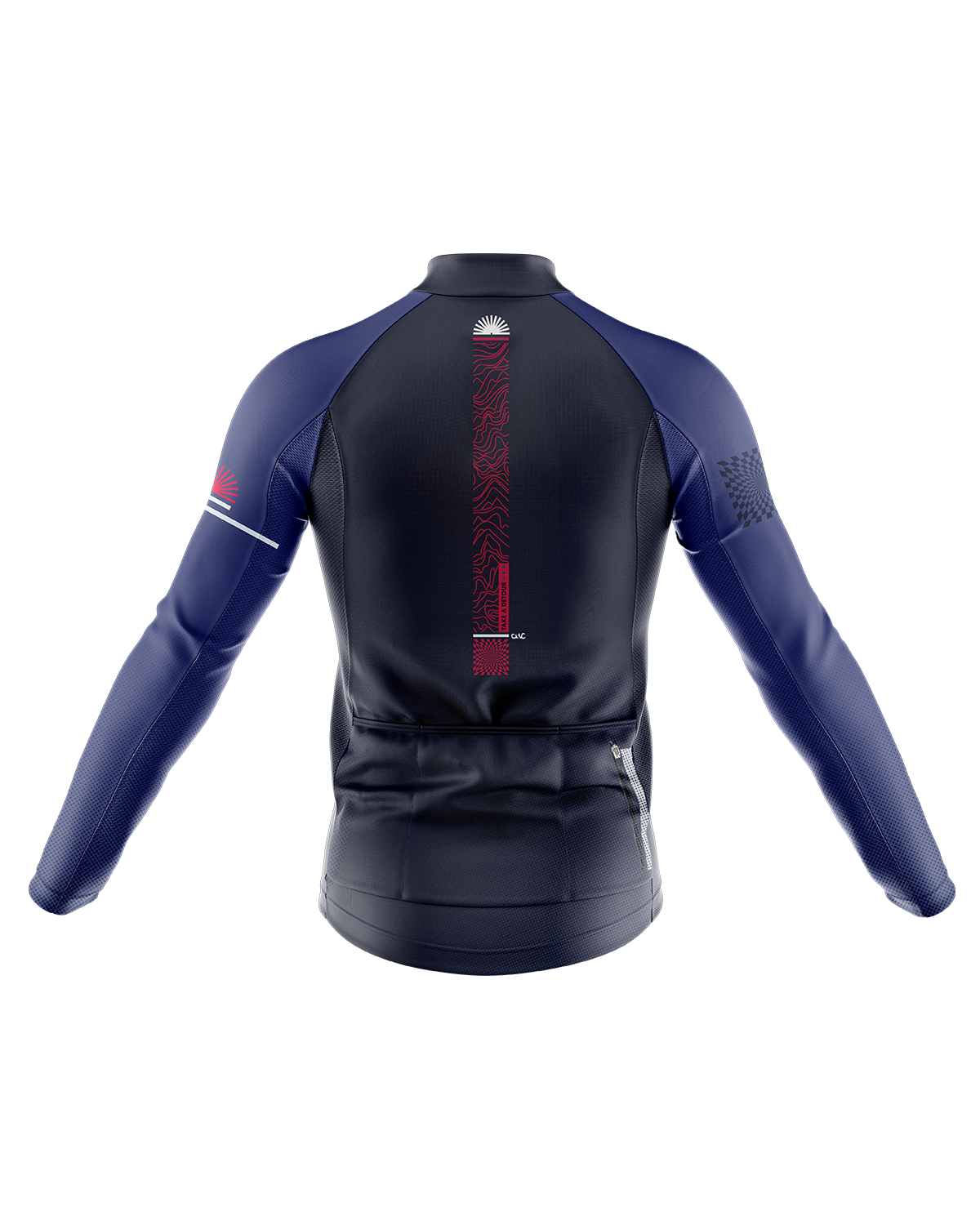 Mens Long Sleeve Cycling Jersey | Detour Blue & Red