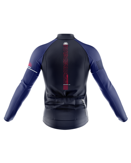 Mens Long Sleeve Cycling Jersey | Detour Blue & Red