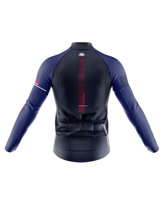 Mens Long Sleeve Cycling Jersey | Detour Blue & Red