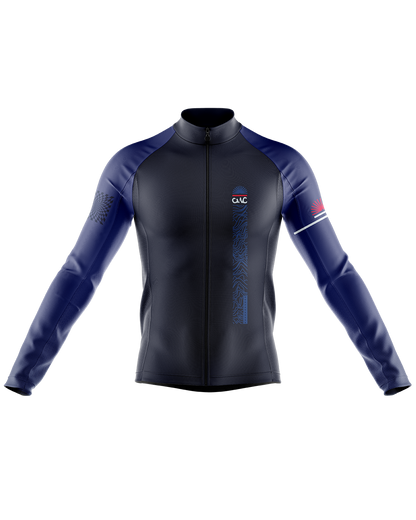 Mens Long Sleeve Cycling Jersey | Detour Blue & Red