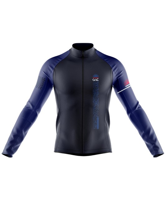 Mens Long Sleeve Cycling Jersey | Detour Blue & Red
