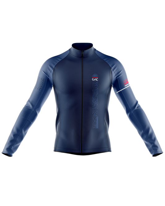 Mens Long Sleeve Cycling Jersey | Detour Blue & Red