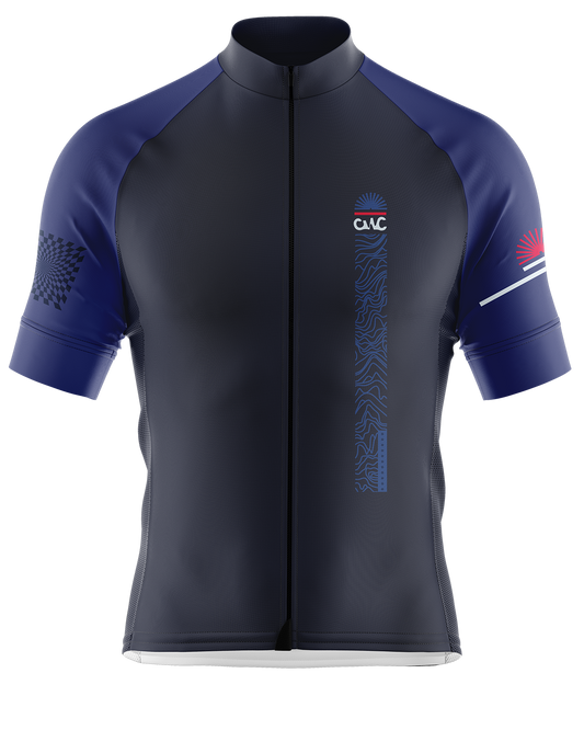 Mens Short Sleeve Cycling Jersey | Detour Blue & Red